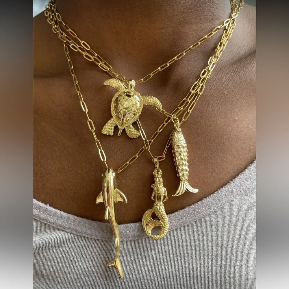 Anthropologie Gold Sea Creature Layered Necklace Set